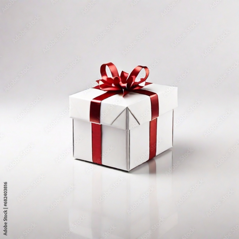 White gift box with ribbon White gift box with ribbon