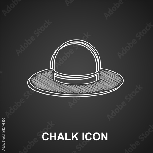 Chalk Man hat with ribbon icon isolated on black background. Vector