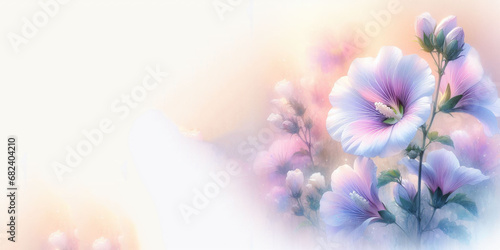 Fototapeta Naklejka Na Ścianę i Meble -  Rose of Sharon, Shrub Althaea, flower of South Koea watercolor background