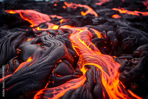 Flowing lava in Volcanoes National Park, Hawaii