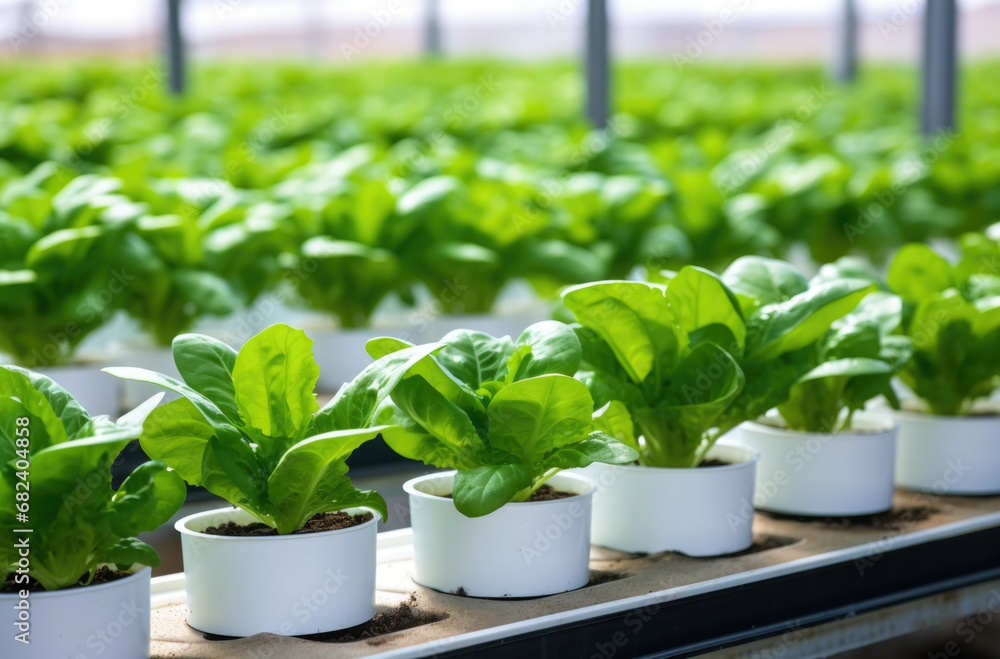 Close up of plants in a net pot in a hydroponic installation. Close up of plants in a net pot in a hydroponic installation.