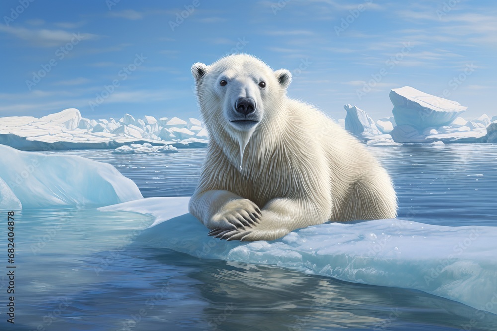 polar bear, polar bear on ice, polar bear in ocean