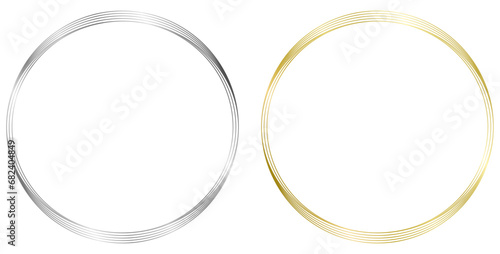 Set of golden and silver frames. Vector frame isolated on white. Frame for text, certificate, pictures, diploma, invitation. Golden ring isolated on white