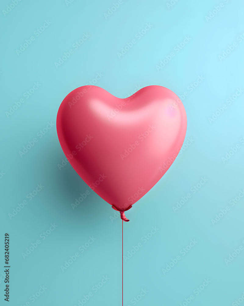 Heart shaped balloon isolated on a solid color background - Valentines Day Theme