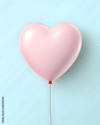 Heart shaped balloon isolated on a solid color background - Valentines Day Theme