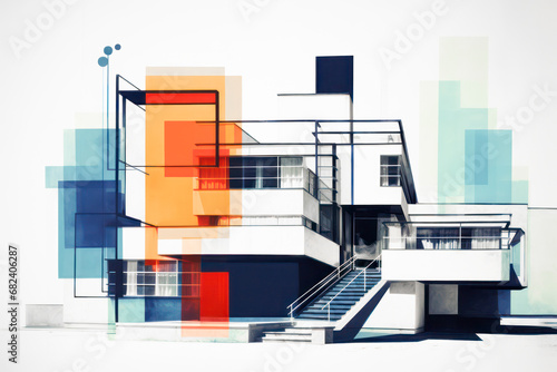 Illustration of Bauhaus architecture art style