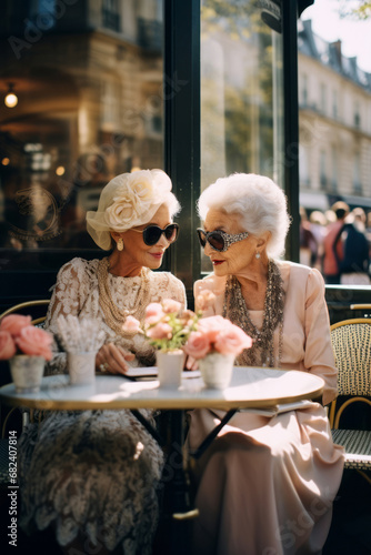 Generative ai two elderly women enjoying breakfast