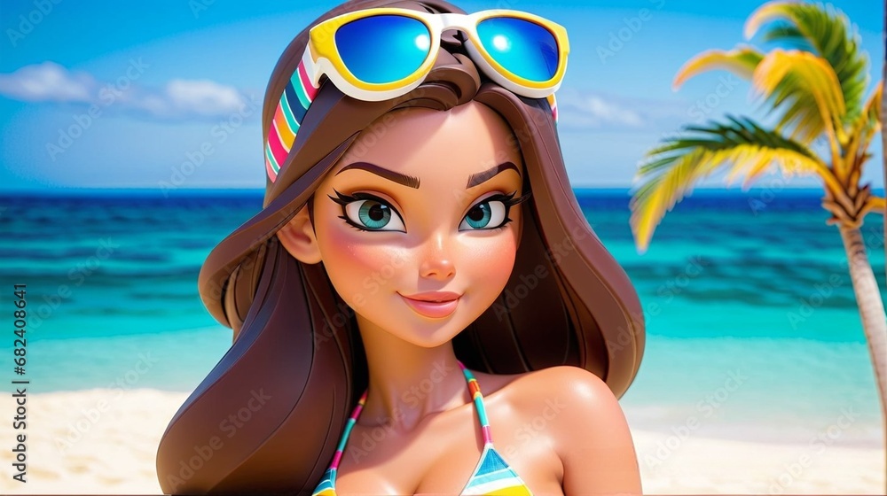 Beautiful girl on the beach wearing a sun glasses Beautiful girl on the beach wearing a sun glasses