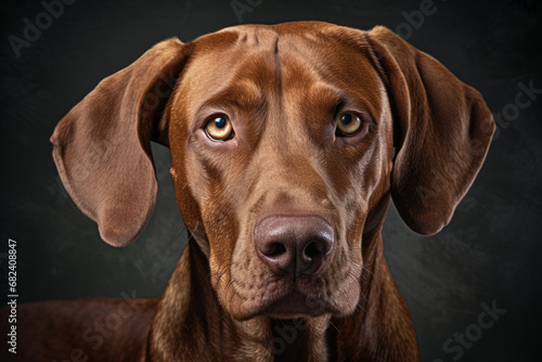 Mesmerizingly vibrant, a liver-colored vizsla's snout commands attention as it gazes intensely into the lens, capturing the fierce loyalty and innate wildness of this majestic mammal