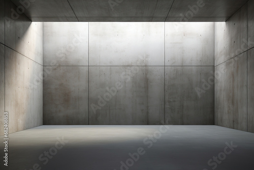 Empty Room with Concrete Walls and Windows. Generative Ai © Shades3d