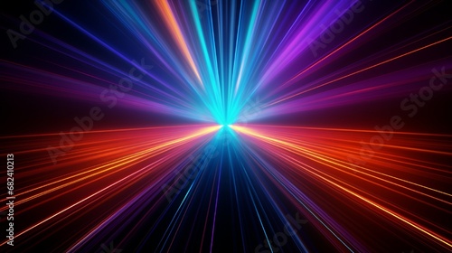 3d render  abstract multicolor spectrum background  bright orange blue neon rays and colorful glowing lines