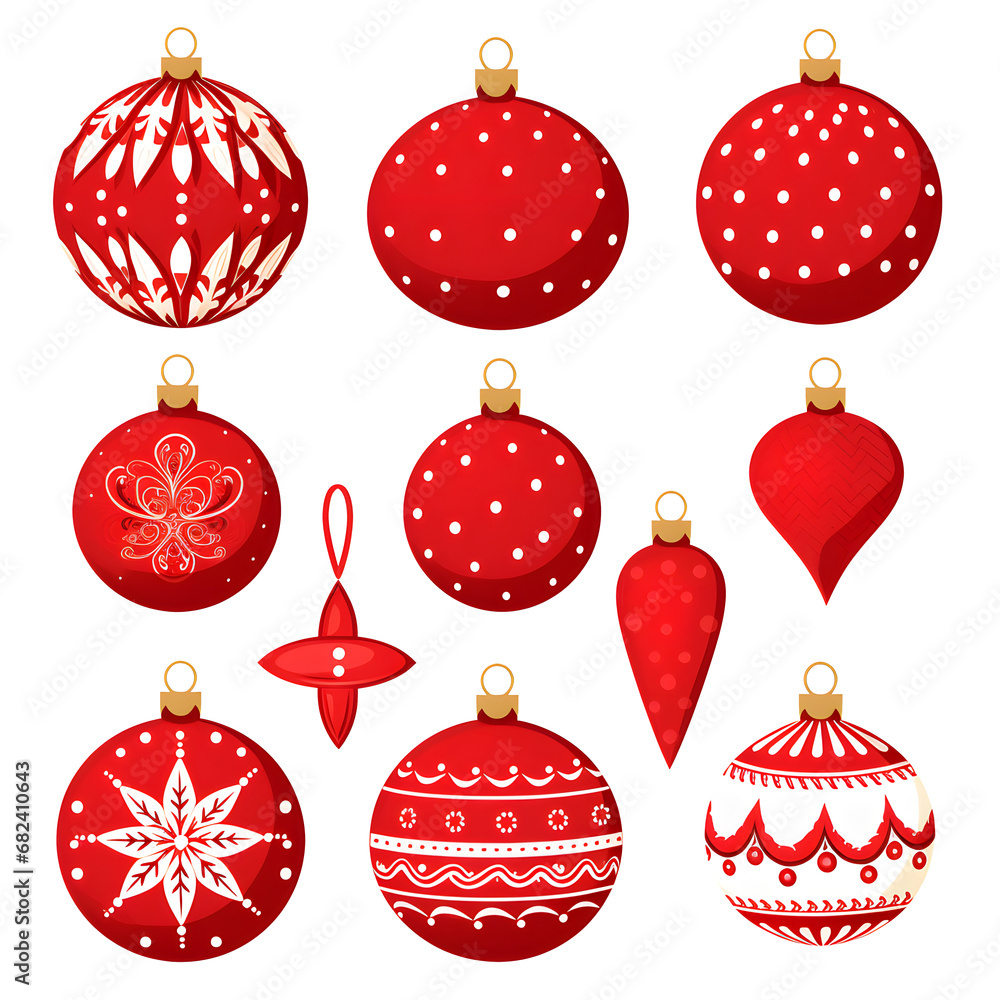 Φωτογραφία set of red christmas balls, christmas ornaments, christmas clipart, x-mas, festi