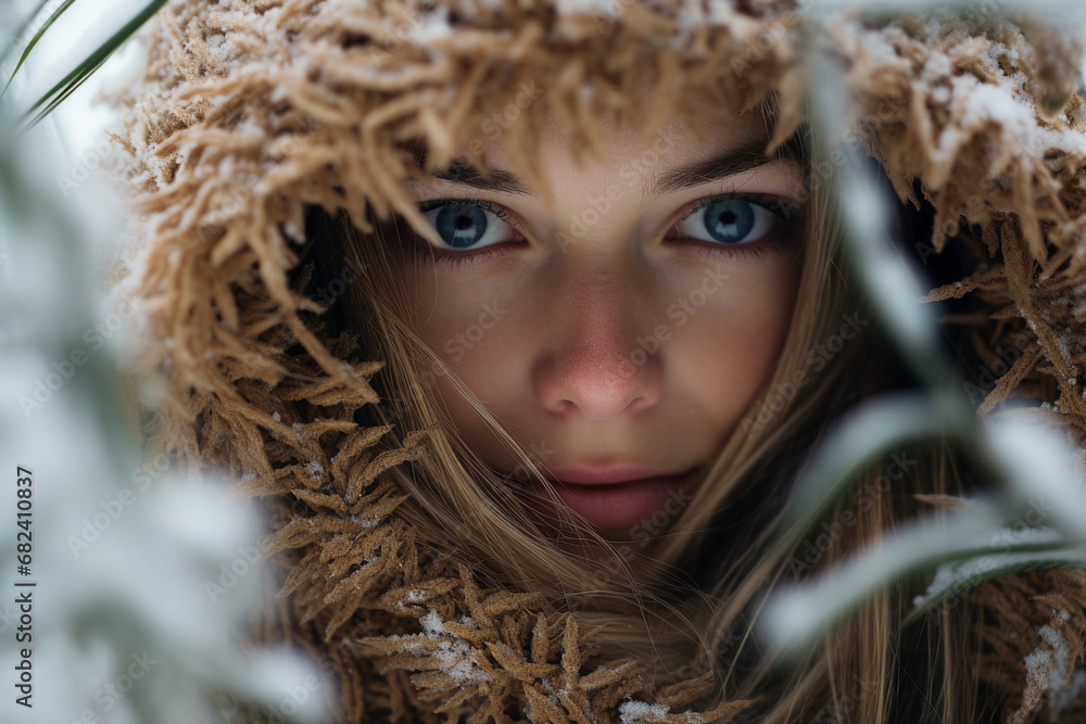 Charming young woman enjoying wonderful winter weather outdoors Generative AI Charming young woman enjoying wonderful winter weather outdoors Generative AI