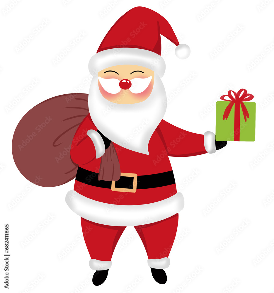 Santa Claus holds a bag and presents to be given on Christmas Day. Santa Claus holds a bag and presents to be given on Christmas Day.