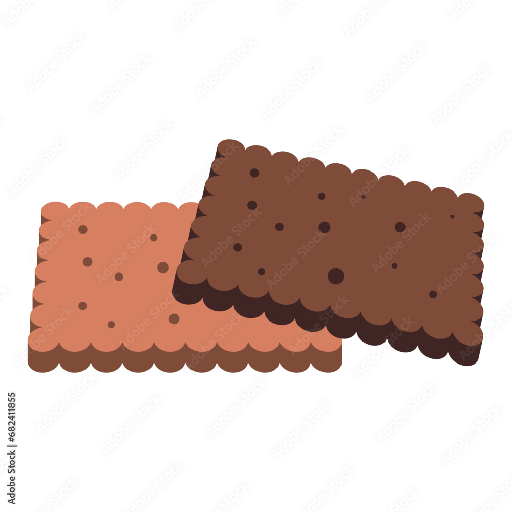 Cookies, cracker in flat style. Vector illustration of sweets in isometry. Chocolate cookies. Isolated illustration.
