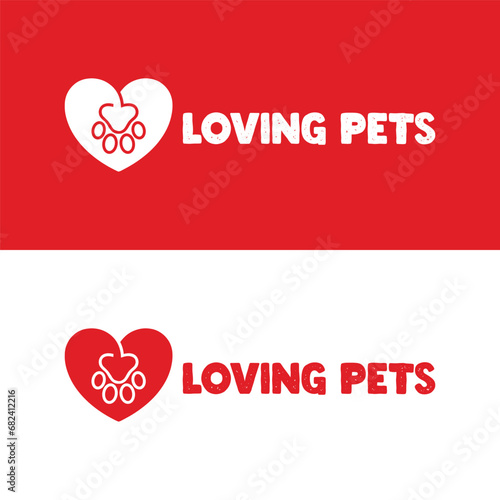 loving Heart pets paw Logo Design