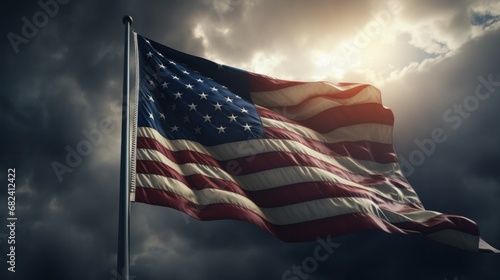 Approaching Storm Front Backlights American Flag