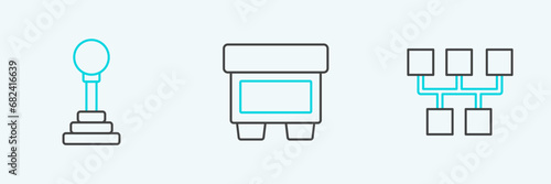 Set line Gear shifter, and Fuse icon. Vector
