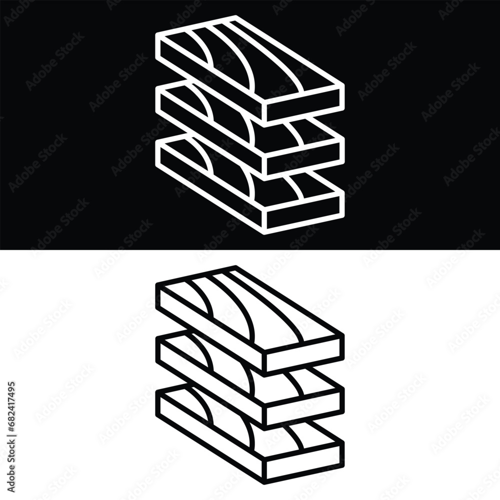 Lumber icon Vector, Black and White Version Design Template Lumber icon Vector, Black and White Version Design Template