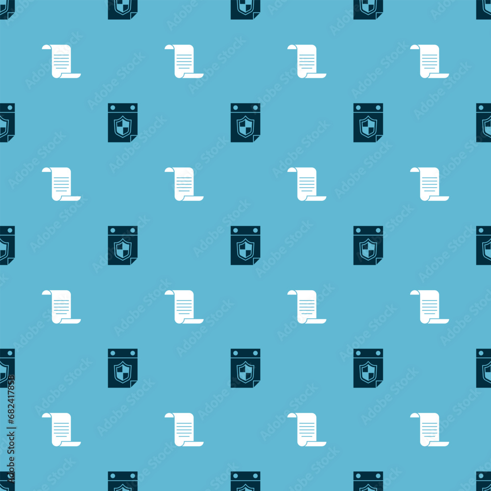 Set Calendar with shield and Document on seamless pattern. Vector Set Calendar with shield and Document on seamless pattern. Vector
