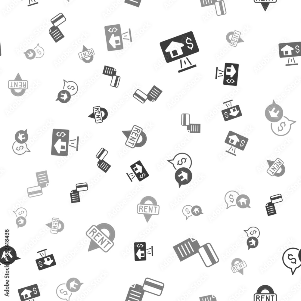 Set Online real estate, Credit card, Price negotiation and Location key on seamless pattern. Vector Set Online real estate, Credit card, Price negotiation and Location key on seamless pattern. Vector