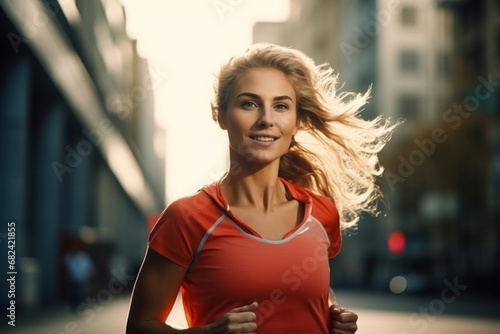 Fast runner outside. Athletic body. Sport lifestyle