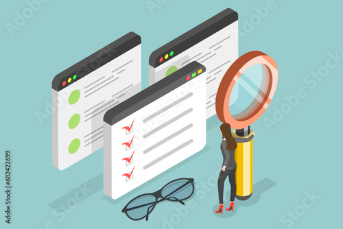 3D Isometric Flat Vector Illustration of Comparison , Pros and Cons