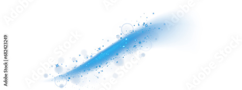 Blue sparks and blue stars shine with special light. Sparkles. Christmas light effect. Sparkling magical dust particles. Abstract light lines of motion and speed, with flying dust glitter. PNG.