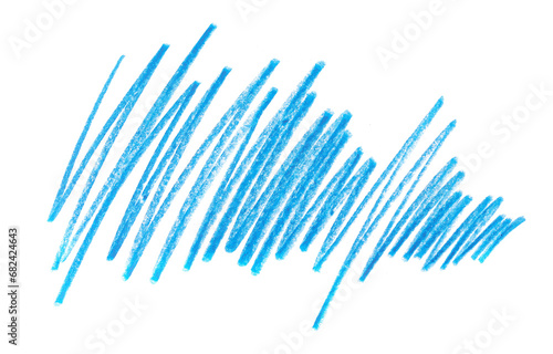 Fotografía Icon blue lines, scribble hand draw wooden crayons isolated on white, clipping