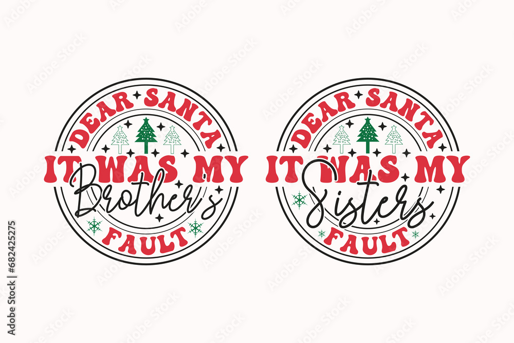 Obraz premium Christmas Funny Brothers Sisters EPS Christmas T-shirt Design