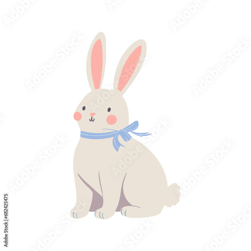 Happy Easter, cute bunny, vector design. Animal, vector doodle colored illustration. © Lion