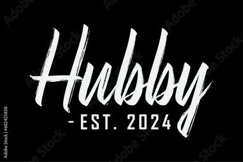 Hubby Est 2024 Just Married Honeymoon Husband Wedding Couple Shirt Design