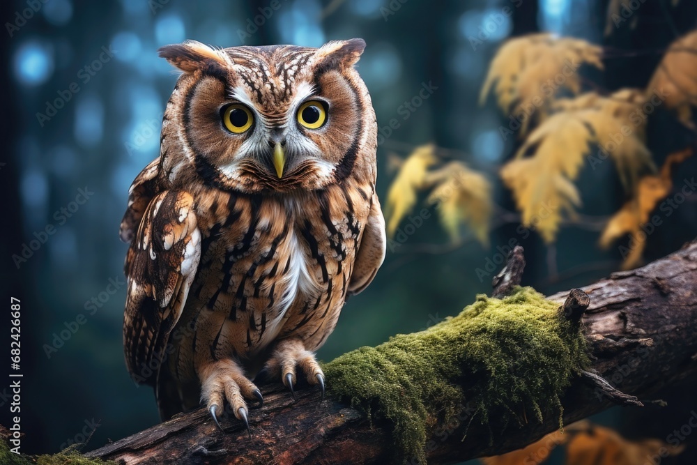 Owl on a tree on a branch in the wild Owl on a tree on a branch in the wild