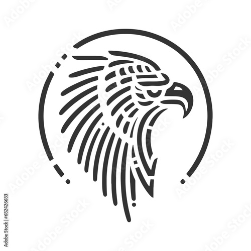 Eagle profile silhouette icon line symbol. Isolated vector illustration, logo UI design.