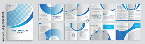 Health care & medical company brochure template, 16 pages layout design. photo