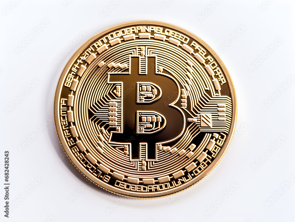 A Bitcoin against a white background