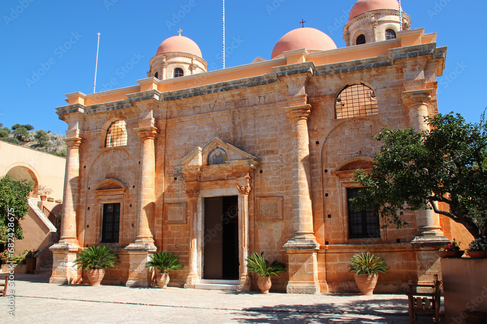 church in an orthodox monastery (agia triada) in crete in greece