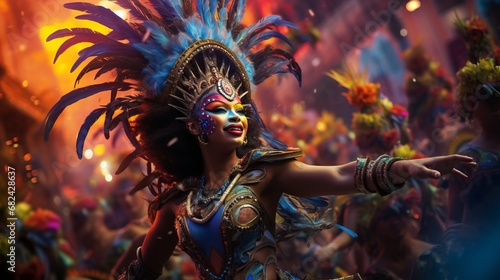 Beautiful samba dancers performing in a carnival