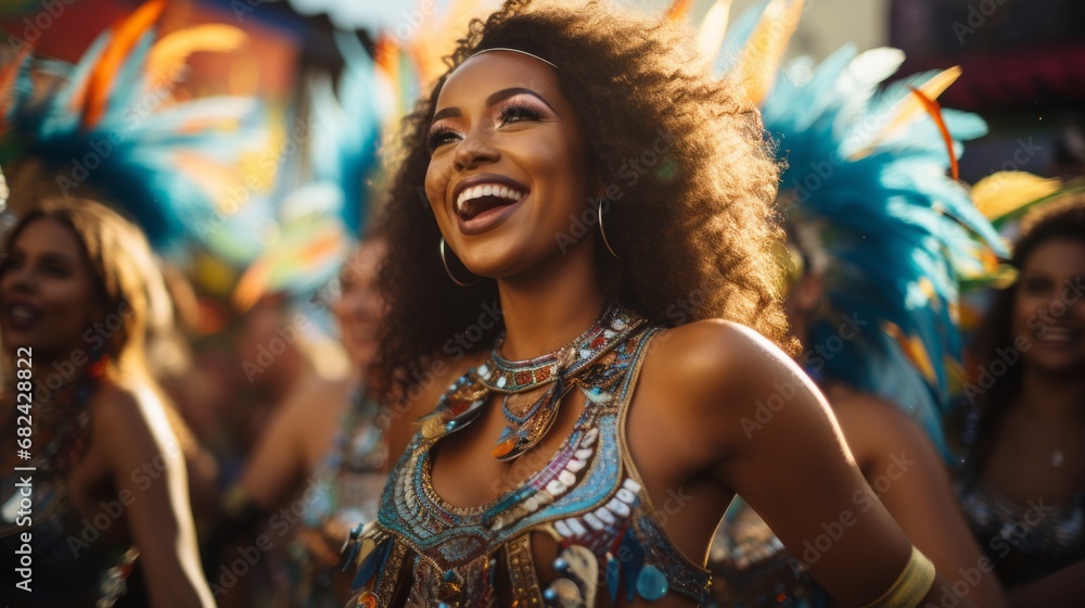 Beautiful samba dancers performing in a carnival Beautiful samba dancers performing in a carnival