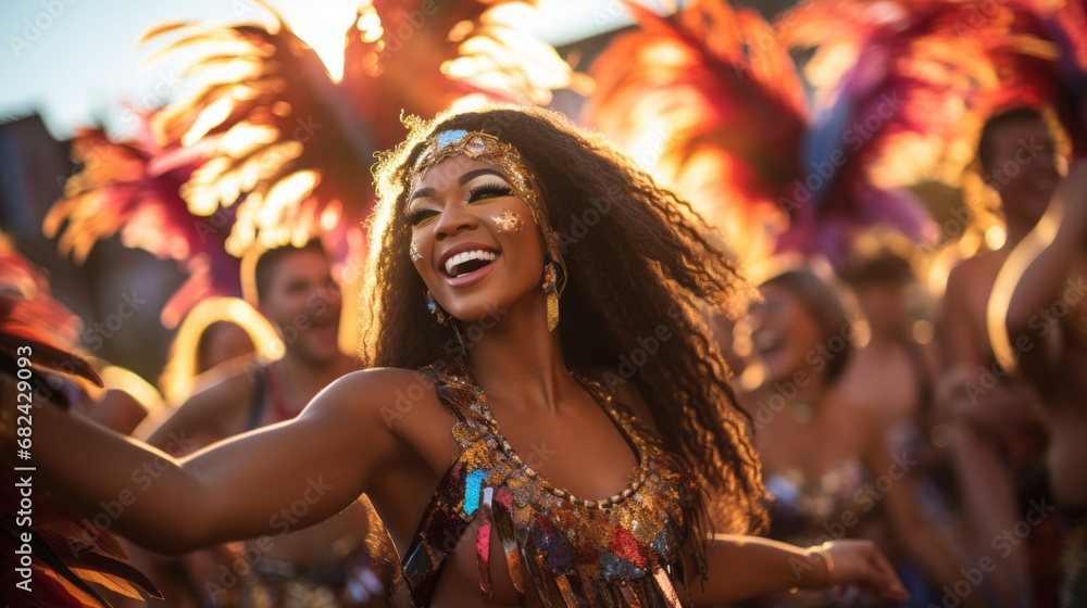 Beautiful samba dancers performing in a carnival Beautiful samba dancers performing in a carnival