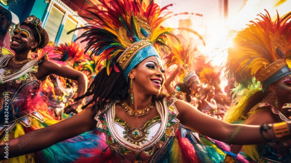 Beautiful samba dancers performing in a carnival Beautiful samba dancers performing in a carnival