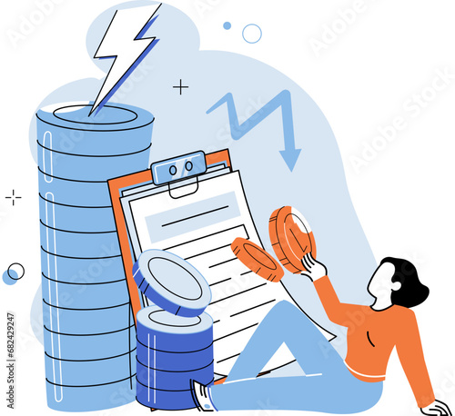 Falling economy. Vector illustration. Economic indicators provide insights into health economy Economic policies and monetary measures aim to address challenges falling economy A comprehensive