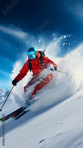 Professional skier skiing in the snow