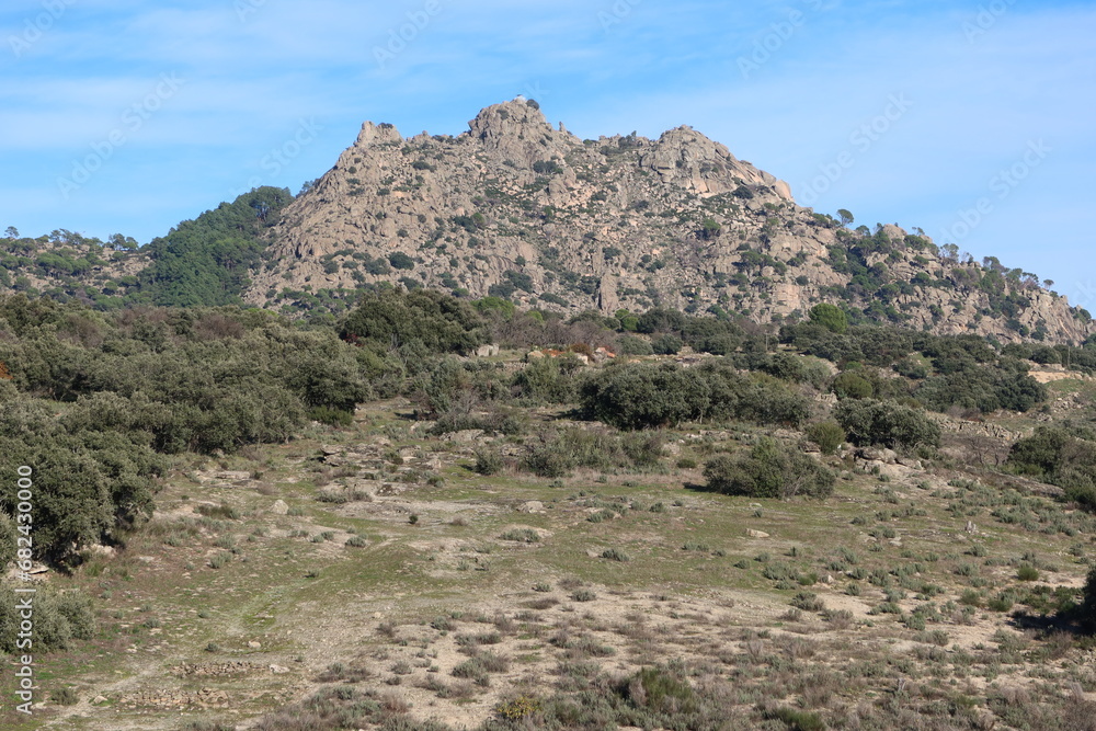 Cadalso de los Vidrios, Madrid, Spain, November 18, 2023: Munana Mountain. Cadalso de los Vidrios, Madrid, Spain