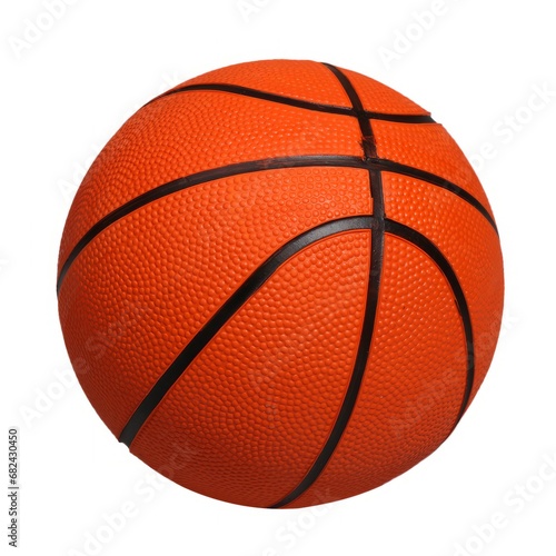 An orange basketball with a black stripe is isolated on a white background. A basketball to overlay on your photos © Alena