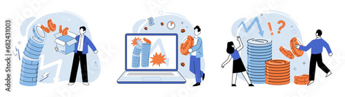 Falling economy. Vector illustration. Financial institutions face challenges in managing risk and maintaining stability during falling economy The falling economy metaphor emphasizes need