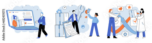 Process management. Vector illustration. Regular checks and monitoring are essential for maintaining organizational efficiency Effective organization and management are crucial for process improvement