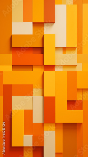 A bold graphic pattern of orange and yellow rectangles
