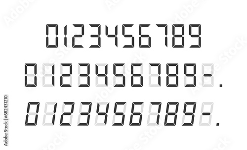 Calculator electronic numbers set. Digital display symbols.