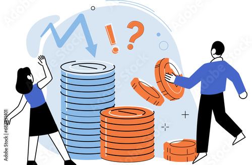 Falling economy. Vector illustration. Businesses must adapt and make strategic decisions to withstand economic challenges The falling economy highlights need for diversification and risk management